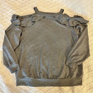 Gently Worn Express One Eleven Grey Cold Shoulder Knit Top